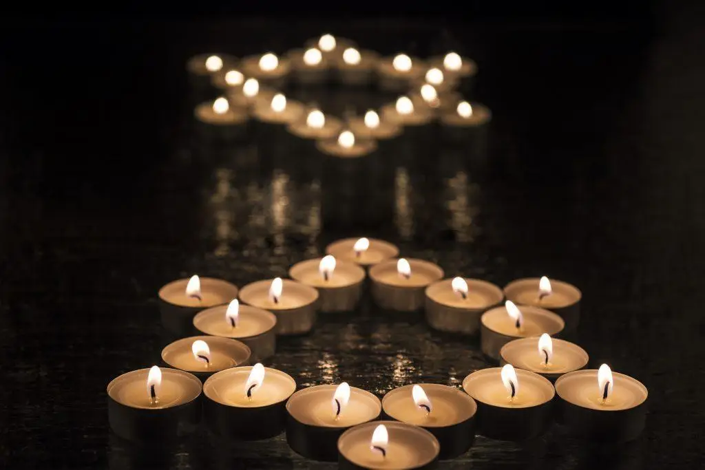 Candles shaped in a star of David, Jewish Yizkor and Yahrzeit